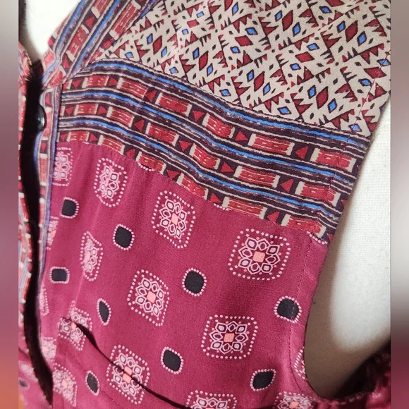 Sea New York 100% Silk Red Patterned Button Down Romper Size 6 - Picture 7 of 14